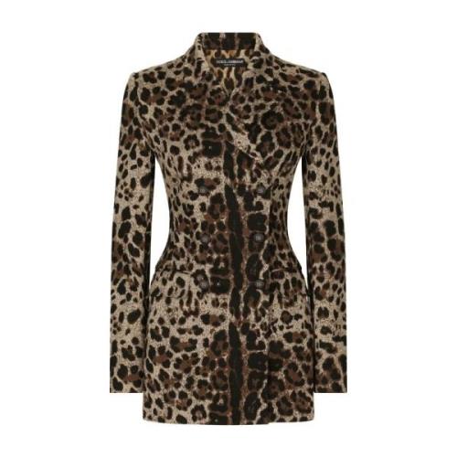 Dolce & Gabbana Leopard Jacquard Blazer Multicolor, Dam