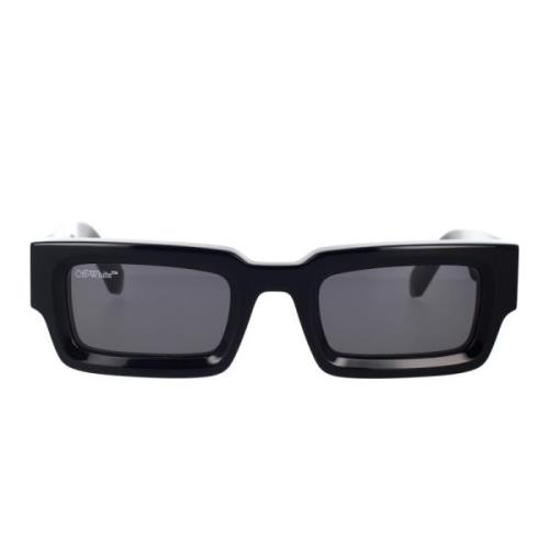 Off White Rektangulära solglasögon med mörkgråa linser Black, Unisex