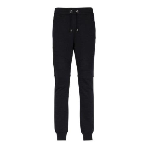 Balmain Bomulls sweatpants med Paris-logotyp Black, Herr