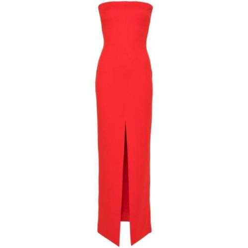 Solace London Röd Strapless Maxiklänning med Framslits Red, Dam