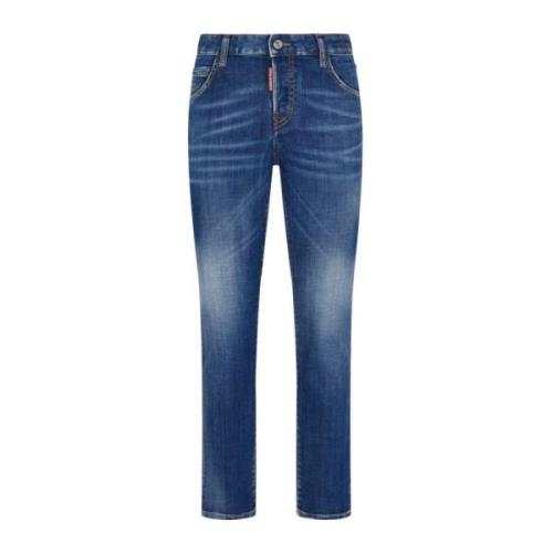 Dsquared2 Blå Stretch-Bomull Denim Jeans med Whiskering Effekt Blue, D...