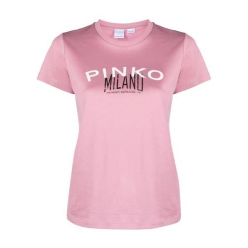 Pinko Logo Print Crew Neck T-shirts och Polos Pink, Dam