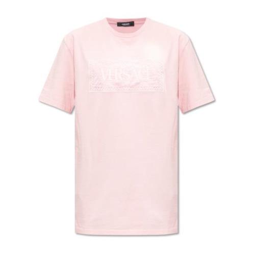 Versace T-shirt med logotyp Pink, Dam