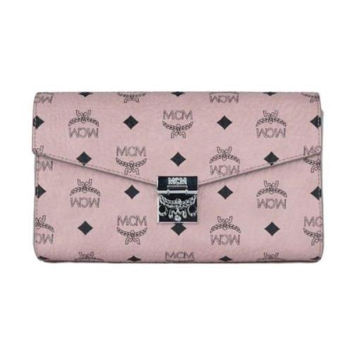 MCM Diamond Logo Clutch Crossbody Väska Pink, Dam