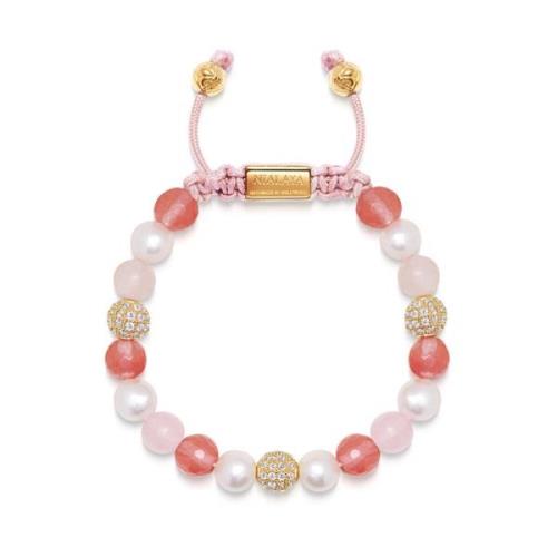 Nialaya Women's Beaded Bracelet with Pearl, Rose Quartz, Cherry Quartz...