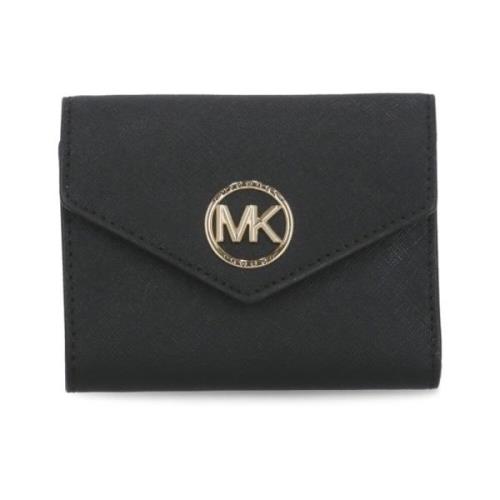 Michael Kors Svart Saffiano Läderplånbok för kvinnor med MK-logotyp Bl...