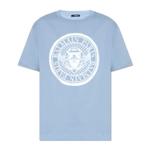 Balmain Bomull T-shirt Blue, Herr