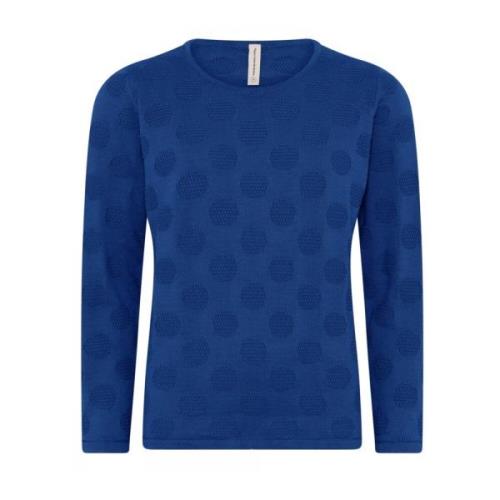 Skovhuus Dotted O-Neck Pullover Blus Blue, Dam