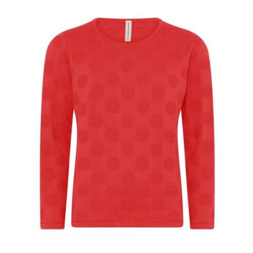 Skovhuus Prickig O-Neck Pullover i Lutus Pink Red, Dam