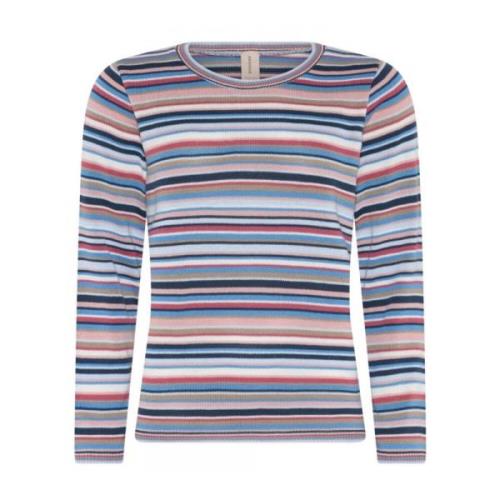 Skovhuus Multi Col. Randig Pullov Blus Blå/Rosa Multicolor, Dam