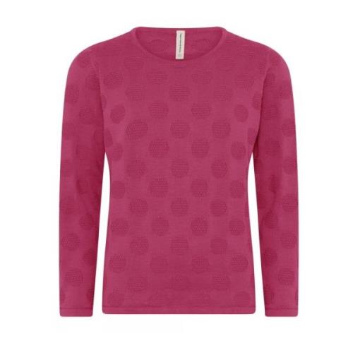 Skovhuus Dotted O-Neck Pullover Blus Pink, Dam
