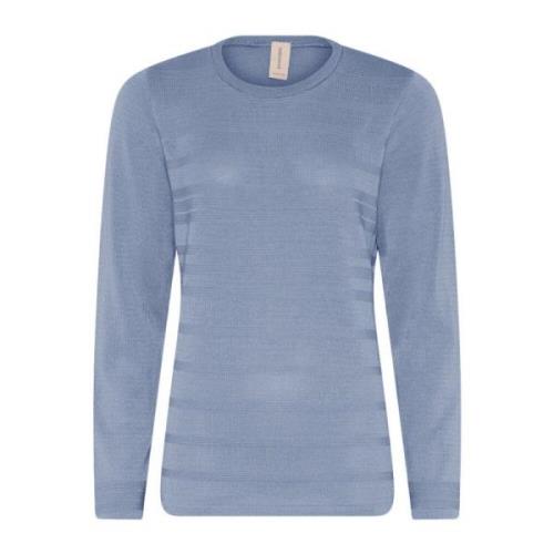 Skovhuus Struktur O-Neck Pullover i Sjöblå Blue, Dam