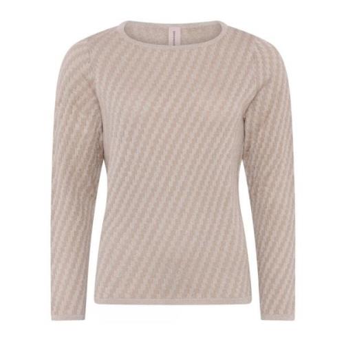 Skovhuus Speciell Rutig Pullover Blus i Bark Beige Beige, Dam