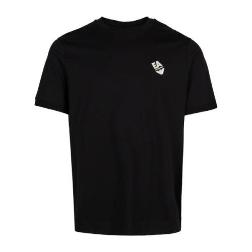 Emporio Armani Logo-broderad bomull T-shirt Black, Herr