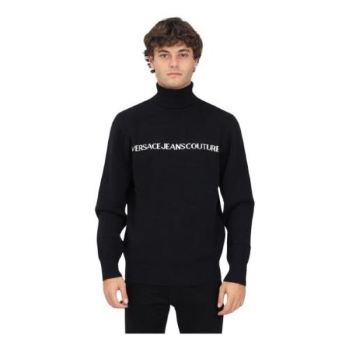 Versace Jeans Couture Svarta Sweaters med Logo Lettering Black, Herr