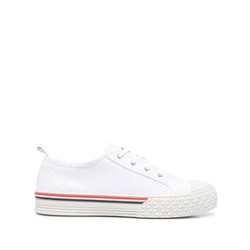 Thom Browne Vita Sneakers med Stripe-Trim White, Herr