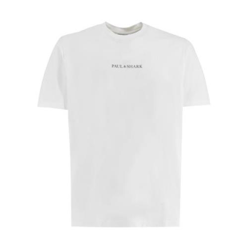 Paul & Shark Bomull Crewneck T-shirt med Tryck White, Herr