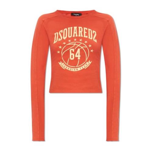 Dsquared2 T-shirt med logotyp Orange, Dam