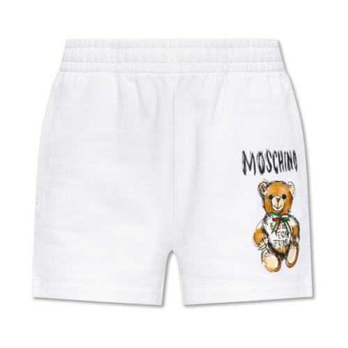 Moschino Shorts med logotyp White, Dam
