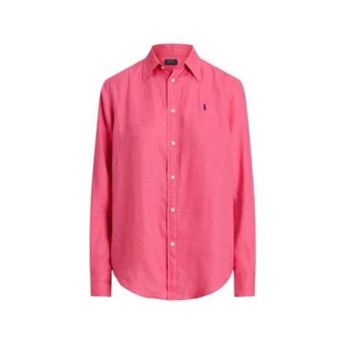 Polo Ralph Lauren Avslappnad Linneskjorta med Broderad Logotyp Pink, D...