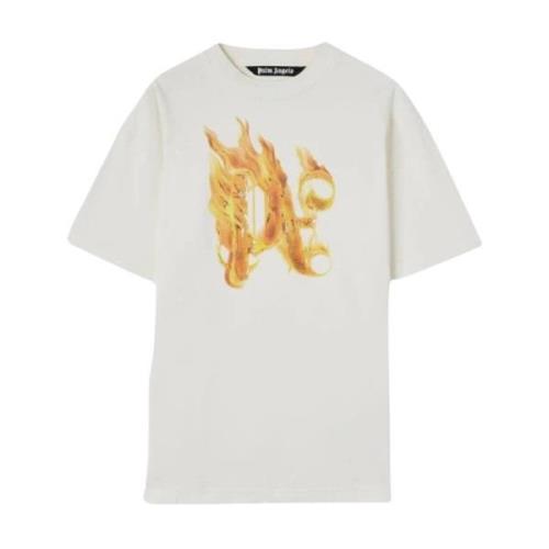 Palm Angels Brinnande Monogram T-Shirt White, Herr