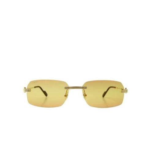Cartier Rektangulära bågfrifria solglasögon med metallram Yellow, Unis...