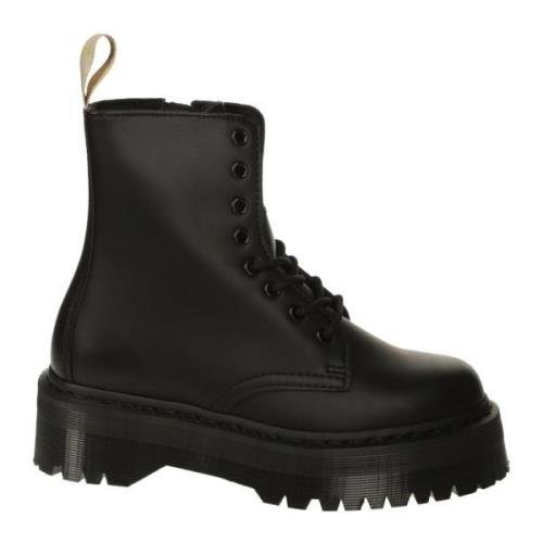 Dr. Martens Svart Läderplattformsstövel Black, Dam