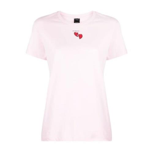 Pinko T-shirt med logotryck och hjärtmotiv Pink, Dam