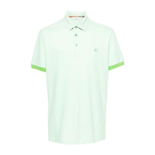 Etro Grön Paisley Print Polo Shirt Green, Herr