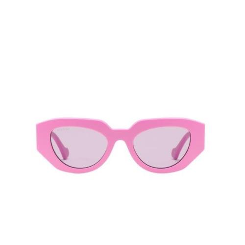 Gucci Kvinnors Rosa Cateye Solglasögon med Logotyp Präglade Armar Pink...