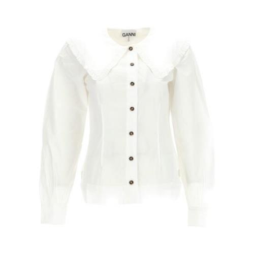 Ganni Passformad skjorta, 34 W FR White, Dam