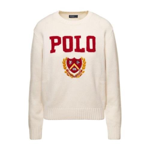 Polo Ralph Lauren Vita Ull Rund Hals Sweaters White, Dam