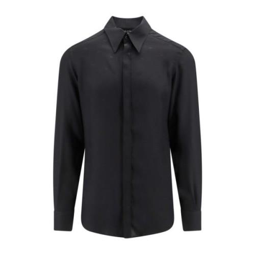 Dolce & Gabbana Silkeskjorta med monogram Black, Herr
