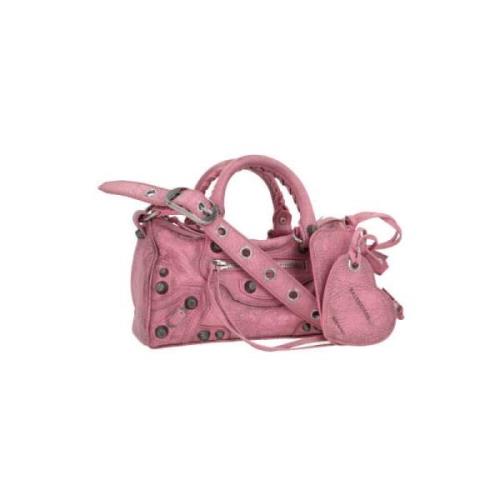 Balenciaga Studded läderhandväska i antikrosa Pink, Dam