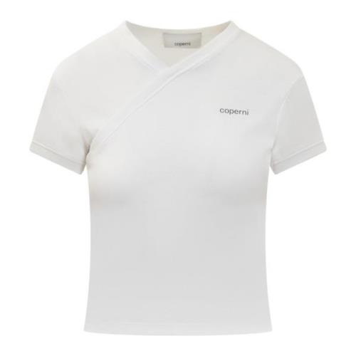 Coperni Kortärmad V-ringad T-shirt White, Dam