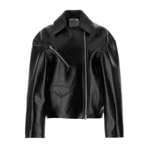 Courrèges Svart Oversize Vinyljacka Black, Dam