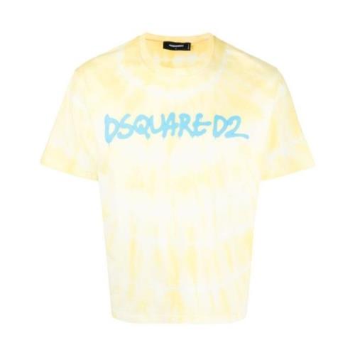 Dsquared2 Bomull T-shirt, Tillverkad i Italien Yellow, Herr