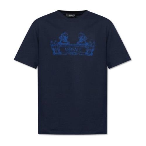 Versace Tryckt T-shirt Blue, Herr