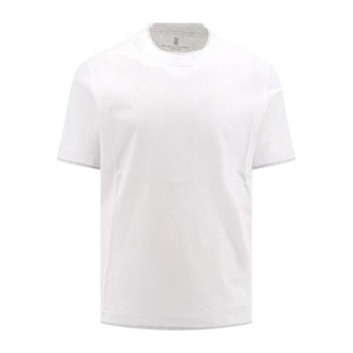 Brunello Cucinelli Vit Crew-Neck T-Shirt White, Herr