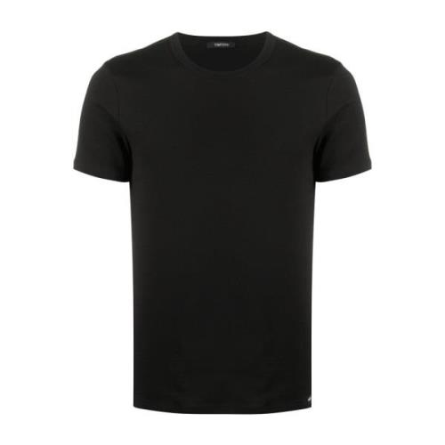 Tom Ford Svart Bomullsblandad T-Shirt för Män Black, Herr