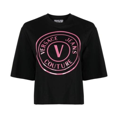 Versace Jeans Couture Svarta T-shirts Polos för kvinnor Black, Dam