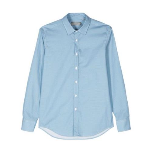 Canali Blå Skjorta med Mikromönster Blue, Herr