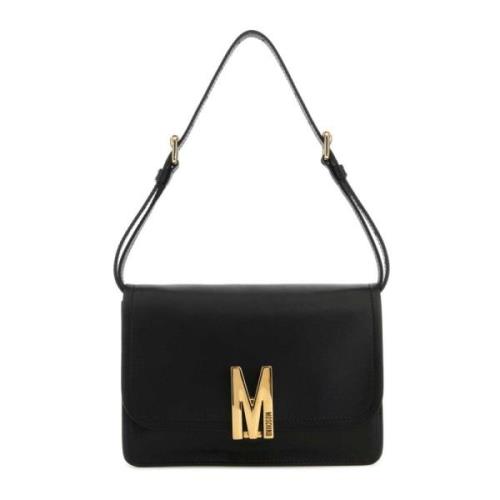 Moschino Svart läder M Bag axelväska Black, Dam