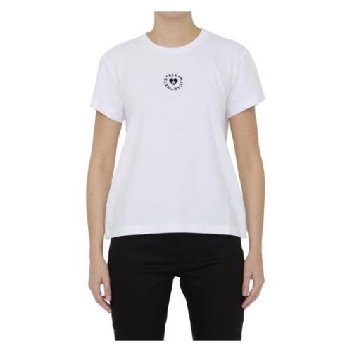 Stella McCartney Vit Ekologisk Bomull T-Shirt med Logotyp White, Dam