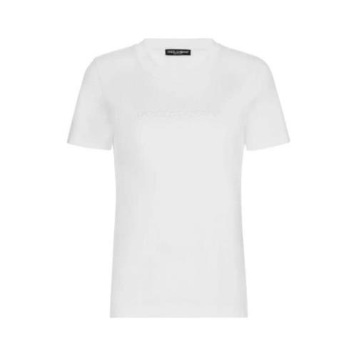 Dolce & Gabbana Logotryckt Bomullst-shirt White, Dam