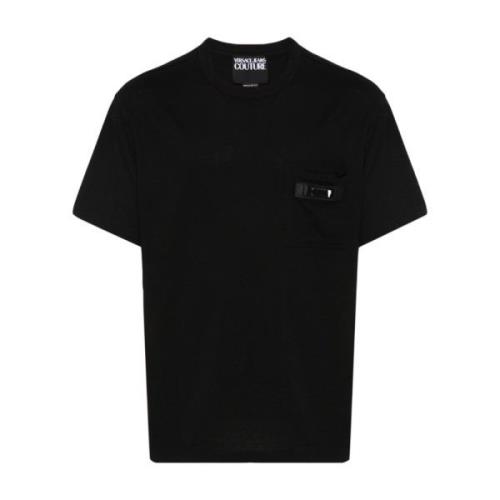 Versace Jeans Couture Svarta T-shirts och Polos med Appliqué Logo Blac...
