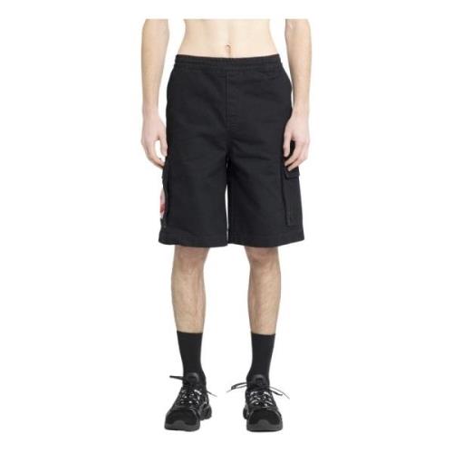 44 Label Group Svarta Overdyed Canvas Cargo Shorts Black, Herr