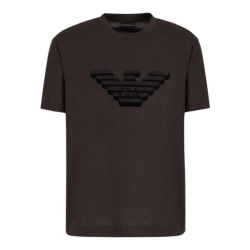 Emporio Armani Premium Bomull T-shirt med Logo Print Brown, Herr