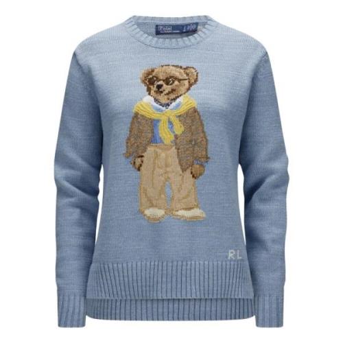 Polo Ralph Lauren Ljusblå Bear Pullover Tröja Blue, Dam