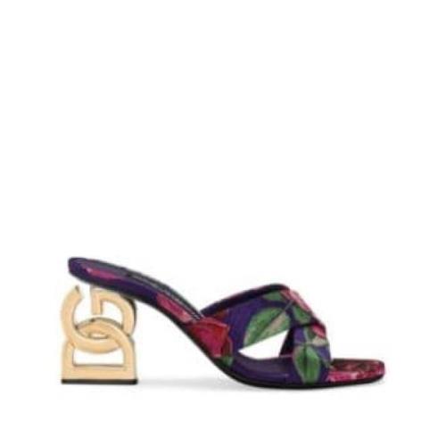 Dolce & Gabbana Blommig Jacquard-Mules Multicolor, Dam